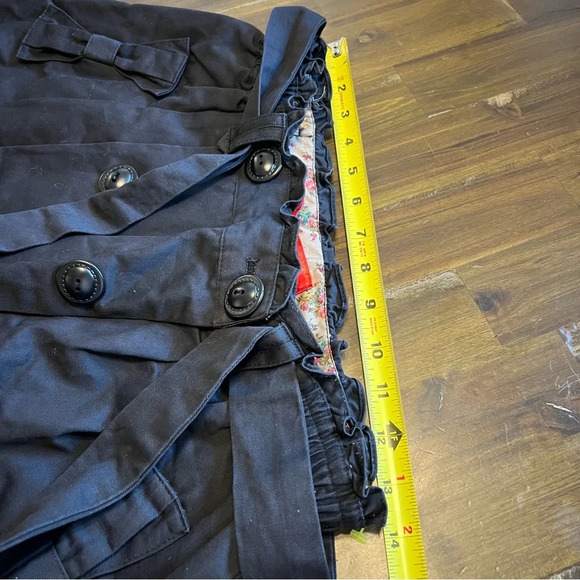 Deep or Shallow Black Skirt Skort Shorts Bow Tie Faux Button Whimsygoth Punk - Picture 6 of 13